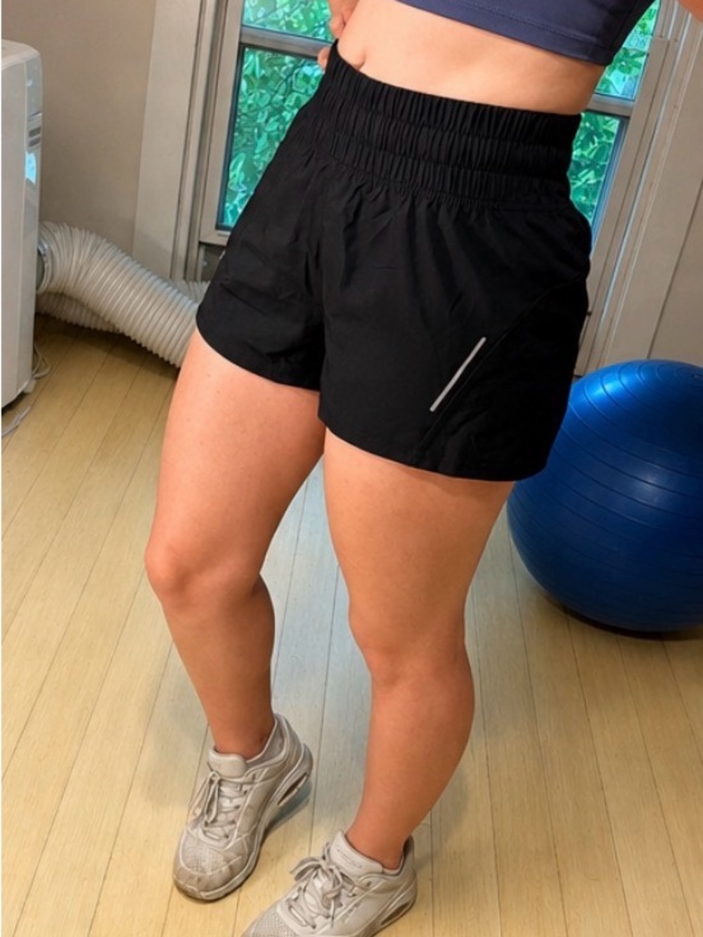Asics Black Athletic Shorts with Reflective Detail
